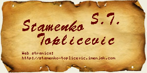 Stamenko Topličević vizit kartica